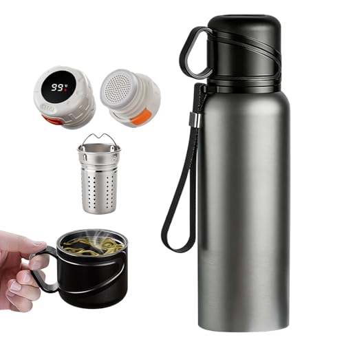 Double wall vacuum Leakproof stainless steel wide mouth insulated water bottle;tea tumbler with infuser