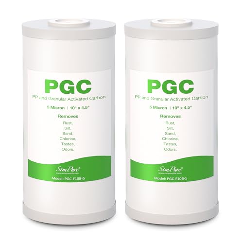 5 Micron 10" x 4.5" PGC Sediment Carbon Whole House Water Filter Cartridge (2 Count)