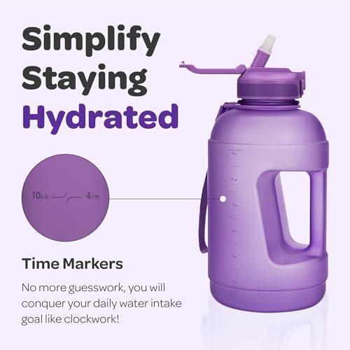 Motivational Water Bottle with Time Marker and Straw Lid 78 oz