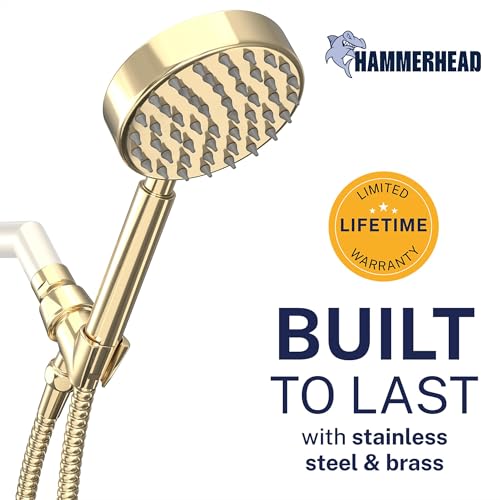 Solid Metal Handheld Shower Head with Hose and Brass Holder