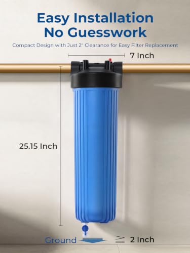 20" x 4.5" Whole House Water Filter Housing with Bottom Drain Port