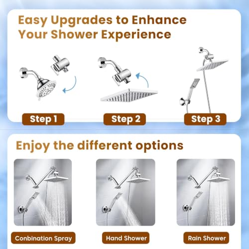 Rain Shower Head with Handheld Spray