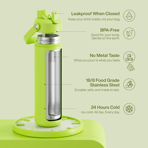 Insulated Water Bottle with Straw Stainless Steel Water Bottle