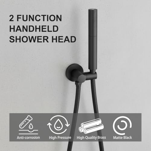 Black Shower Wand Brass Handheld Shower 7 Inch High Pressure Hand Held Shower Head High Flow Sprayer