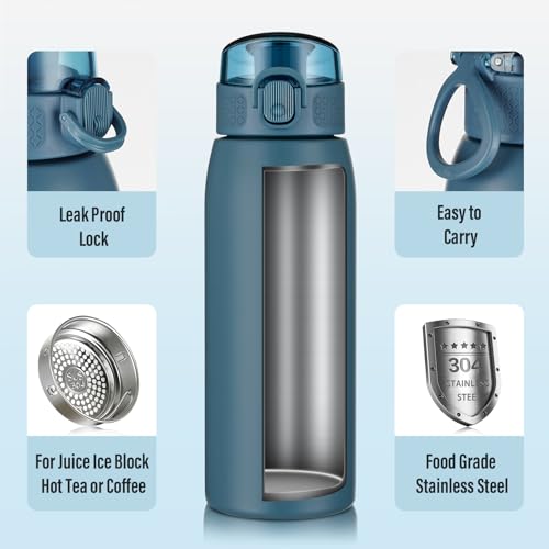 Insulated Water Bottle 18 oz with Dustproof Lid