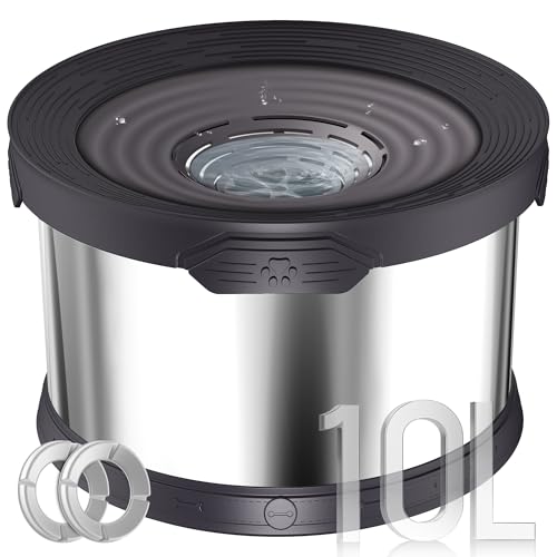 10L Dog Water Bowl No Spill Stainless Steel for Slow Drinking Black