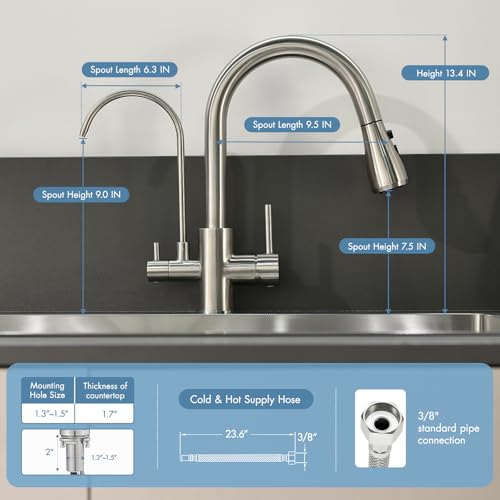 3 in 1 Kitchen Faucet with Water Filter and Pull Down Sprayer
