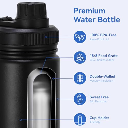 16 oz Kids Water Bottle for School Stainless Steel Double Wall Vacuum Insulated Water Bottle with Straw lids & Spout Lid