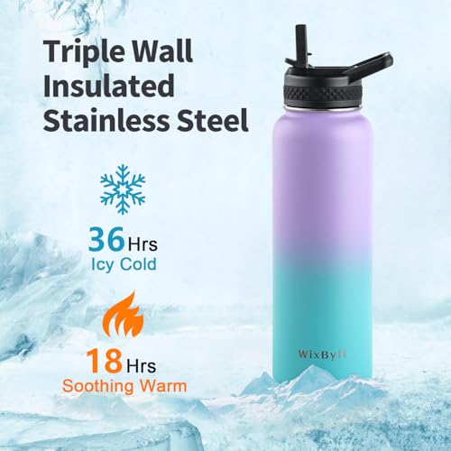 40 oz Insulated Water Bottle with Straw