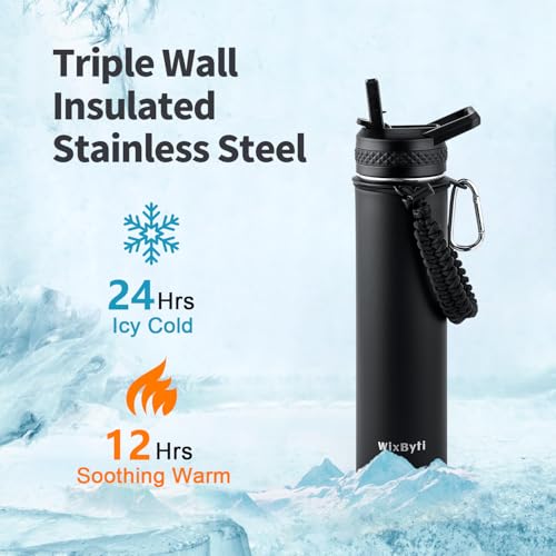 24 oz Insulated Water Bottle with Straw
