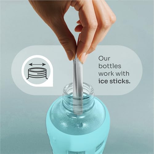 40oz / 32oz / 22oz / 12oz Borosilicate Glass Water Bottle with Time & Volume Markers, Silicone Sleeve, Stainless Steel Lid | Reusable Glass Bottle for Water & Juice (12oz Glow-in-the-Dark)