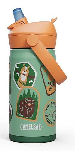 Thrive Flip Straw Kids Bite Valve Stainless Steel Water Bottle Camp Badges
