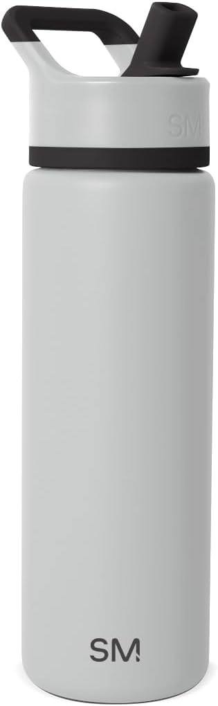 Simple Modern Water Bottle with Straw Lid | Vacuum Insulated Stainless Steel Metal | Reusable Leak Proof BPA-Free Cup for School | Summit Collection | 22oz, Ice Gray