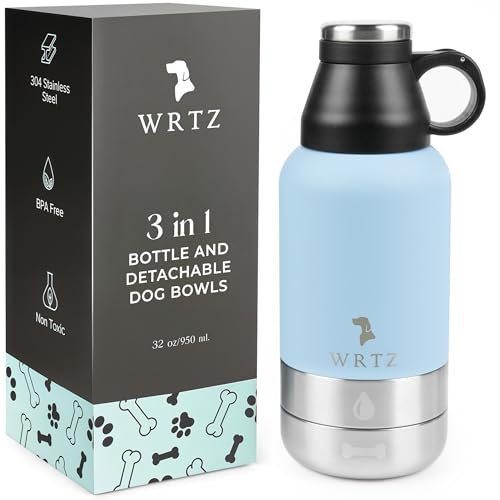 Portable Dog Water Bottle with 2 Removable Water Bowls for Dogs