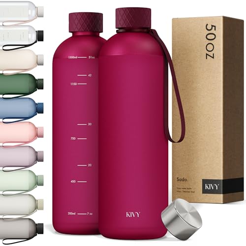 Large Water Bottle 50oz [Lightweight & Shatterproof] Fits Backpack & Cupholder for Travel