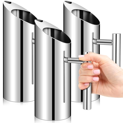 3 Pack 35oz 1l Stainless Steel Water Pitcher Modern Metal Pitcher with Ice Guard Silver Carafe Drink with Handle or Iced Hot Drink Tea Juice Coffee Beer (3 Count)