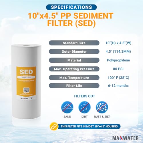 5 Micron 10 x 4.5 inch Whole house Sediment Water Filter (20 Count)