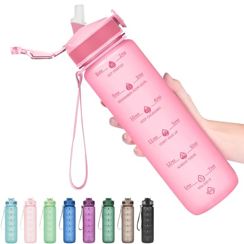 Plastic Water Bottle With Straw & Time Marker