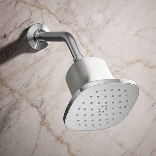 37722-Y-2MB Cinq Square Single-Function Filtered Showerhead, Five-Layer Filtration, 2.5 GPM, Contemporary Design, Easy to Clean, Vibrant Brushed Moderne Brass