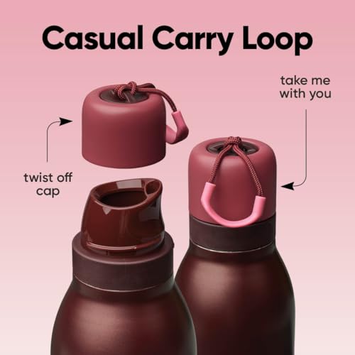 FreeSip Twist Stainless Steel Water Bottle 24 oz Black Cherry