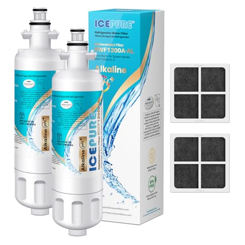 Alkaline ADQ36006101 Refrigerator Water Filter and Air Filter Replacement for LG LT700P (2 Count)