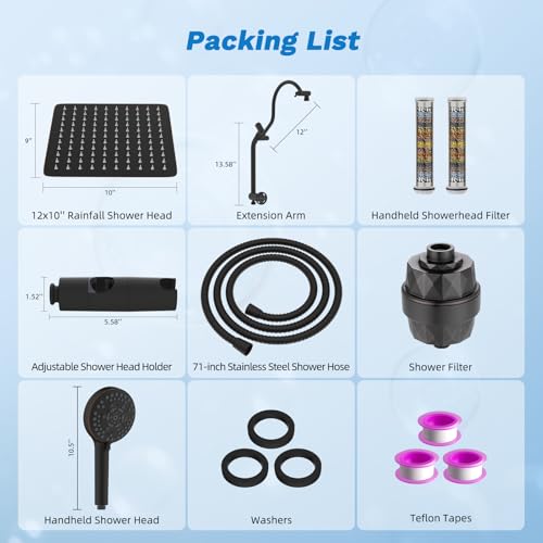 10" Dual Filtered 10" Rainfall Shower Head with Handheld 10