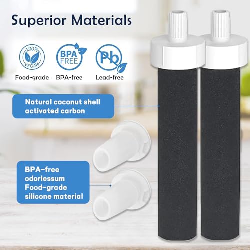 2-in-1 for Brita Water Bottle Filter Replacement, 2 Filters 2 Valves