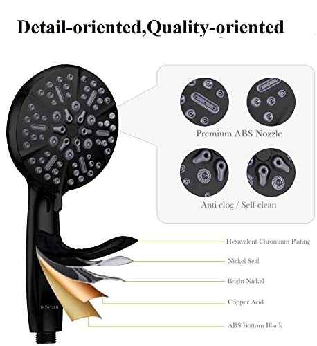 Matt Black Shower Head with Handheld Spray High Pressure