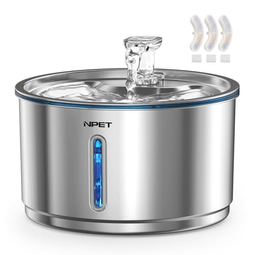 Stainless Steel Cat Water Fountain with 3 Replacement Filters