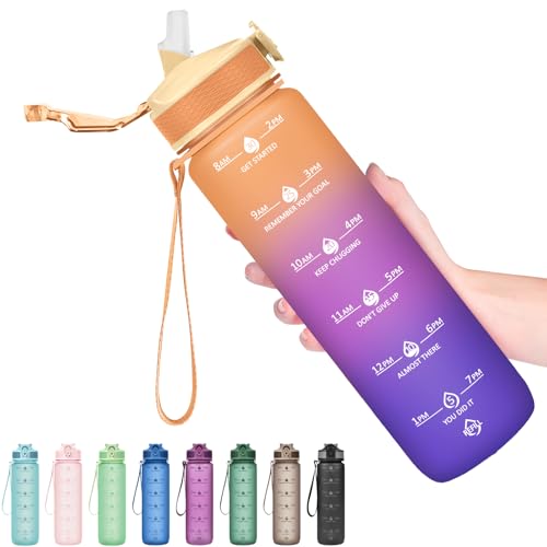Plastic Water Bottle With Straw & Time Marker
