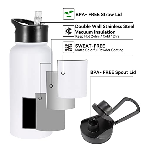 32 oz Insulated Water Bottle Bulk 4 Pack (4 Count)