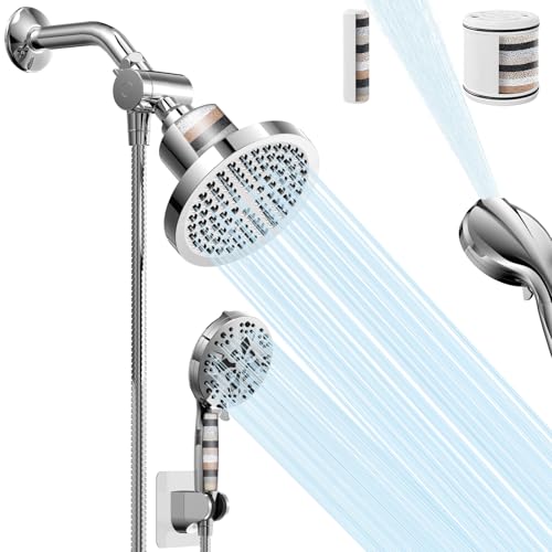 Filtered Shower Head With Handheld Spray Combo for Hard Water