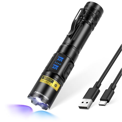 UV Flashlight 365nm & 395nm Dual Black Light Woods Lamp Ringworm