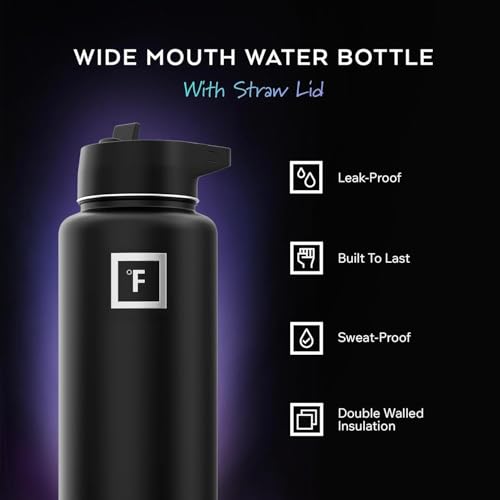 32 oz Wide Mouth Water Bottle with 3 Lids