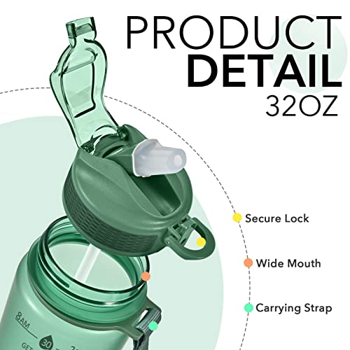 Plastic Water Bottle With Straw & Time Marker