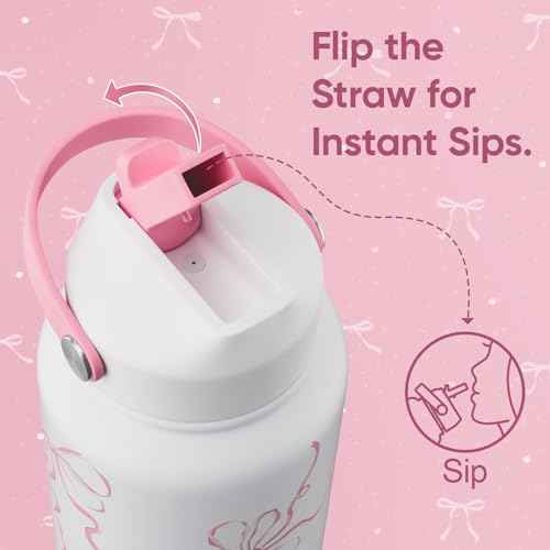 32 oz Insulated Water Bottle with Straw