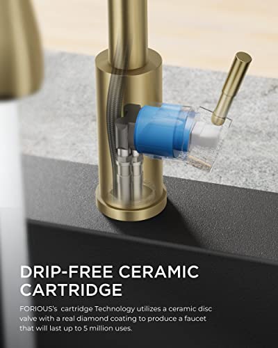 Gold Kitchen Faucet with Pull Down Sprayer