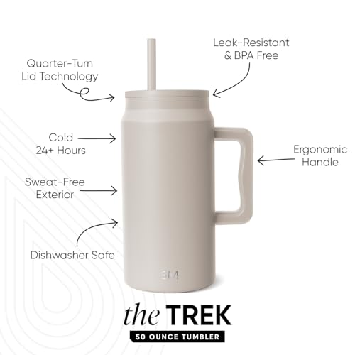 50 oz Mug Tumbler with Handle and Straw Lid