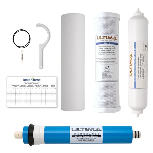 Ultima 4 Stage Reverse Osmosis Universal Under Sink Water Filter Replacement Cartidges with 50 GPD Reverse