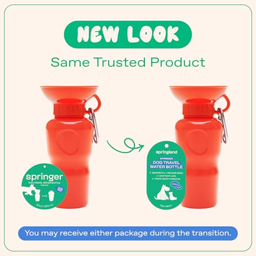 Springland 22oz Classic Portable Dog Water Bottle with Built (22 Fl Oz)