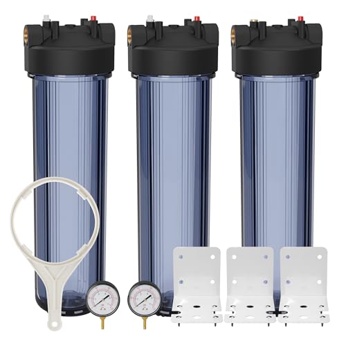 Whole House 20" x4.5" Purple Clear WH Water Filter Housing 1 inch Inlet