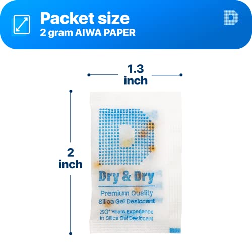 2 Gram [50 Packets] Orange Indicating Silica Gel Packets Desiccants Silica Packets