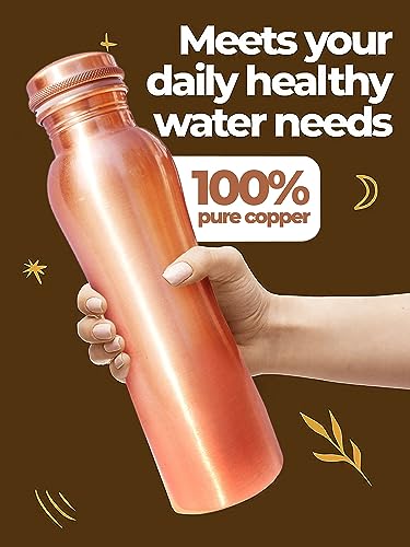 Matt Finish Copper Water Bottle Joint Less Leak Proof Ayurvedic Drinkware Copper Vessel for Sports