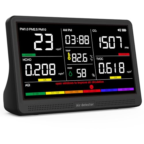 16 in 1 Air Quality Monitor Indoor 7" Wildfire CO2 Monitor
