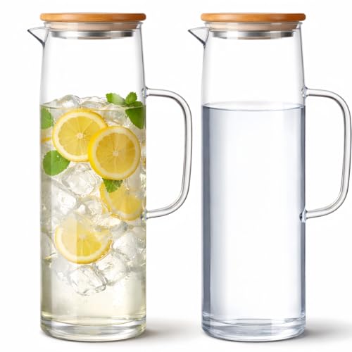2 Sets Glass Pitcher with Lid