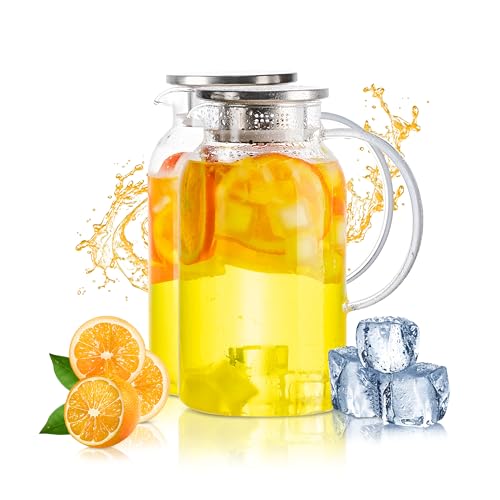 Round Glass Pitcher with Lid & Spout (2 Count)