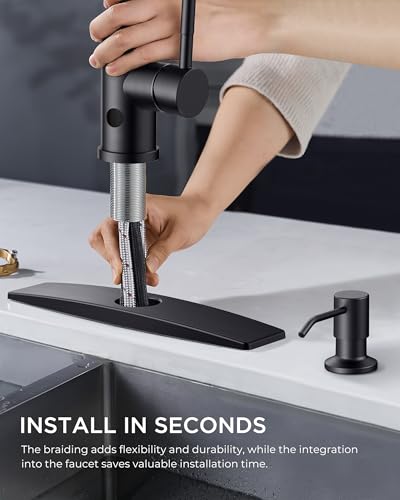 Black Touchless Kitchen Faucet with Soap Dispenser