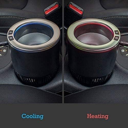 2-in-1 Car Cup Cooler Warmer Smart Temperature Control Travel Coffee Car Cup Holder， Smart Car Tumbler Holder Suitable for Coffee, Baby Bottles, Water, Tea, Drinks(Black and Silver)