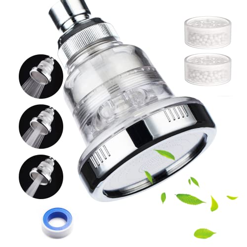 2 in 1 Vitamin C Filtered Fixed Shower Head High Pressure Purifying Hard Water Softener Chlorine Flouride Filter Multi Modes Changeable Showerhead Fresh Dry Skin & Hair Loss