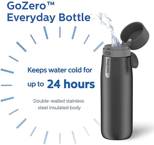 Filtered Water Bottle Stainless Steel Travel Keeps Cold 32oz Grey